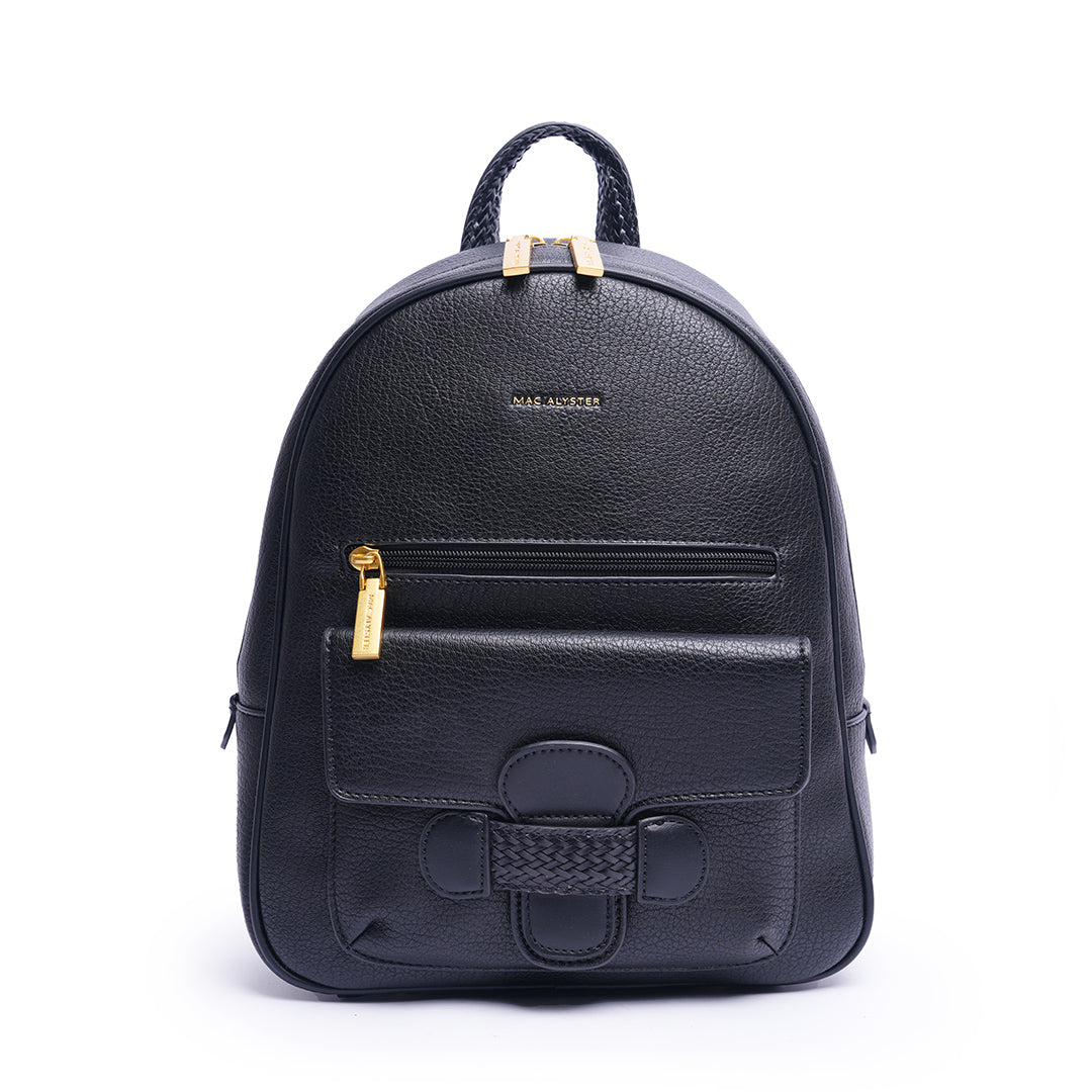 Sac à dos CITY pour femme en cuir synthétique NOIR de face