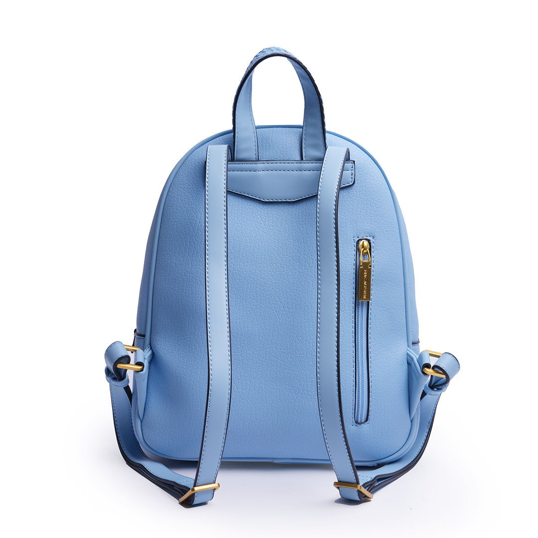 Sac à dos CITY pour femme en cuir synthétique BLEU de dos