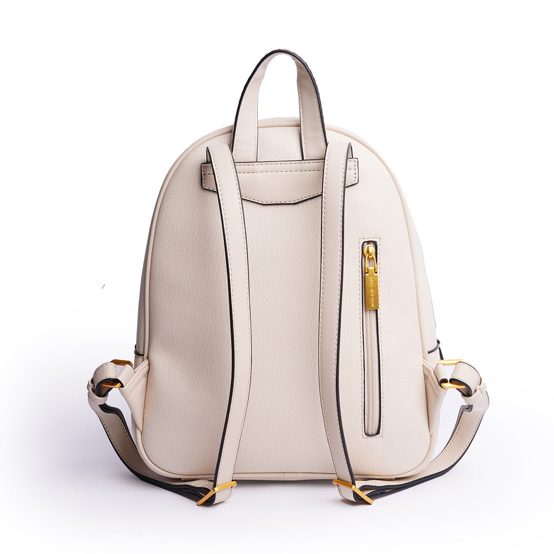 Sac à dos CITY pour femme en cuir synthétique BEIGE de dos