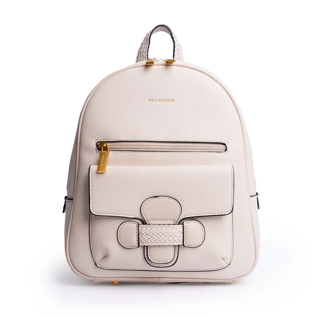 Sac à dos CITY pour femme en cuir synthétique BEIGE de face