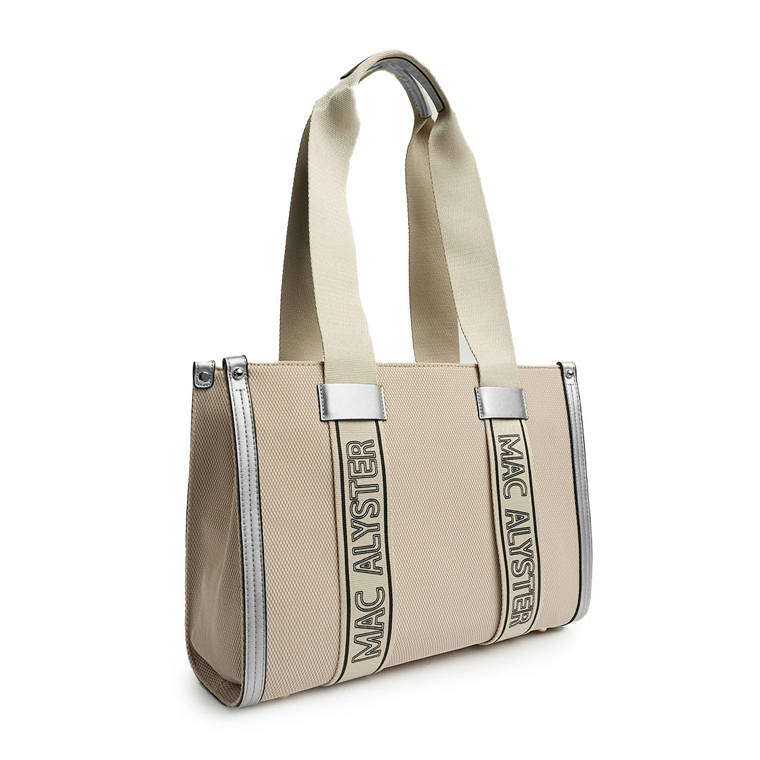 Sac shopping INSOUCIANTE pour femme en tissus ARGENT de trois_quarts