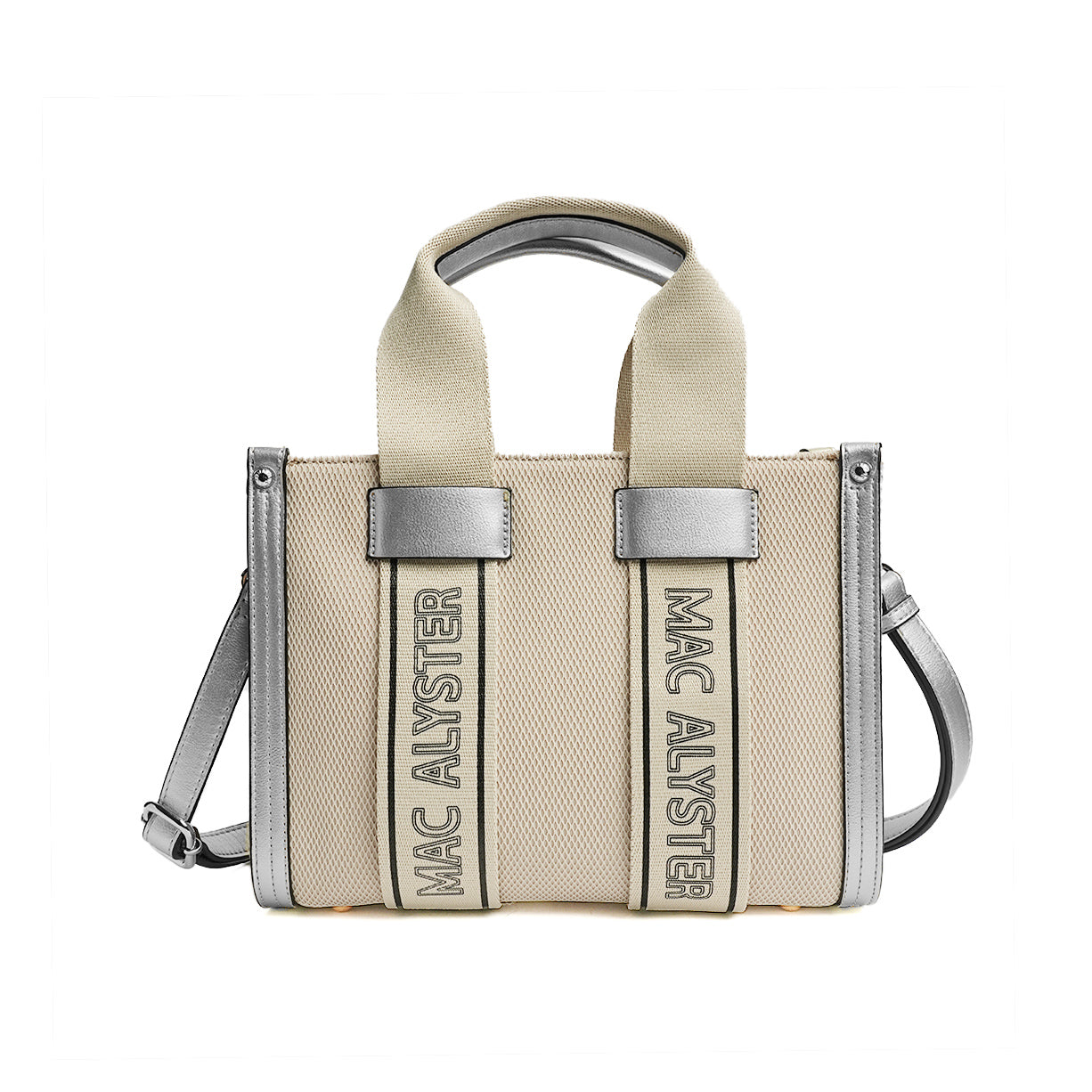 Petit sac shopping INSOUCIANTE pour femme en tissus ARGENT de face