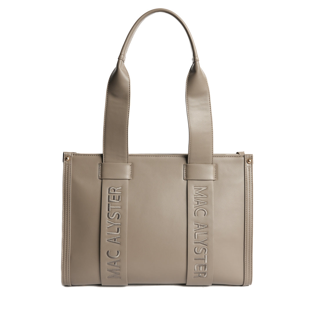 Sac shopping BASIC CLOVER pour femme en cuir synthétique TAUPE de face