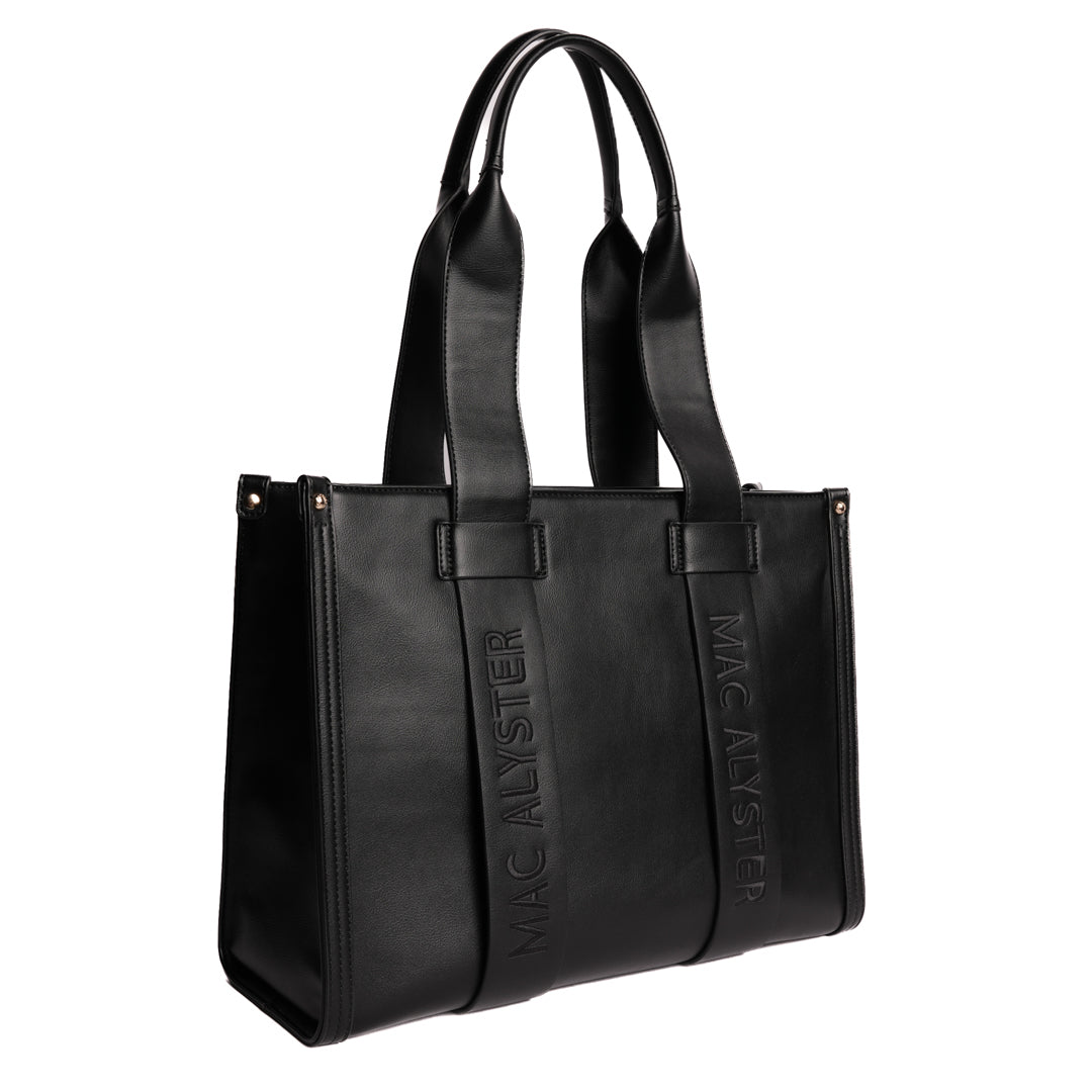 Sac cabas A4 BASIC CLOVER en cuir synthétique NOIR de trois-quarts