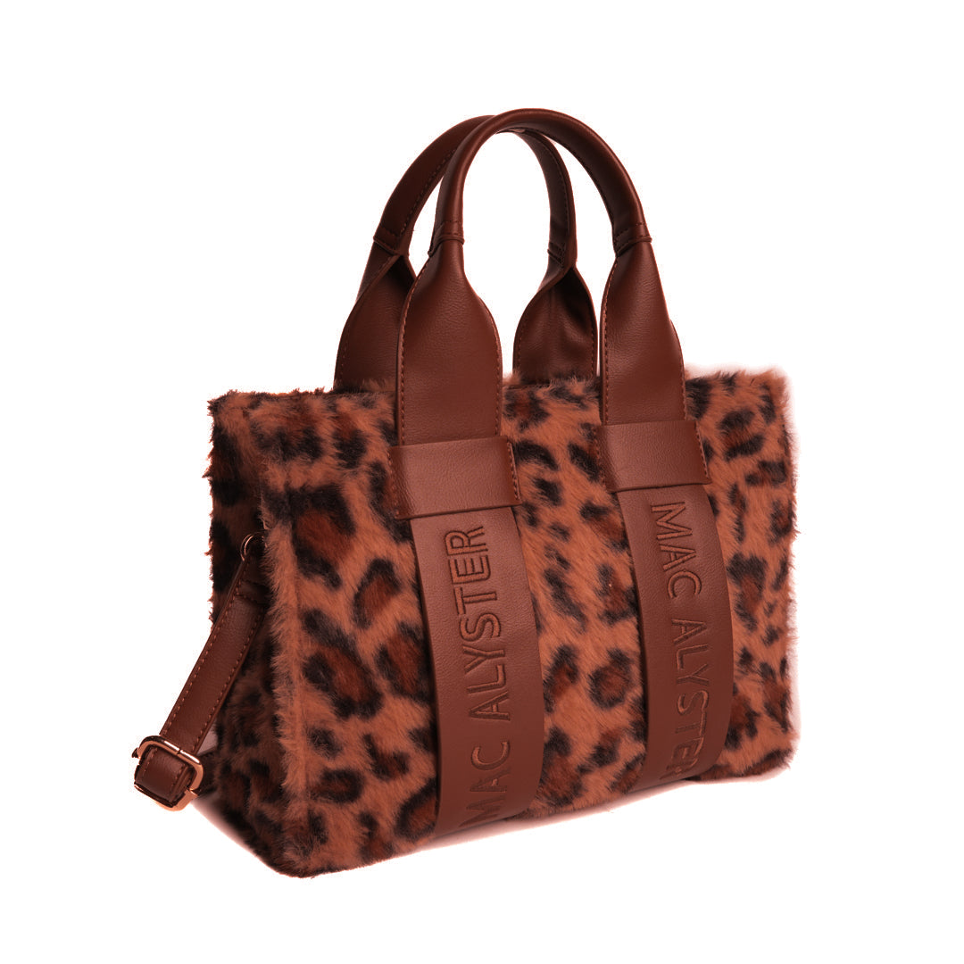 Petit sac cabas CAPSULE CLOVER en matière synthétique LEOPARD de trois-quarts