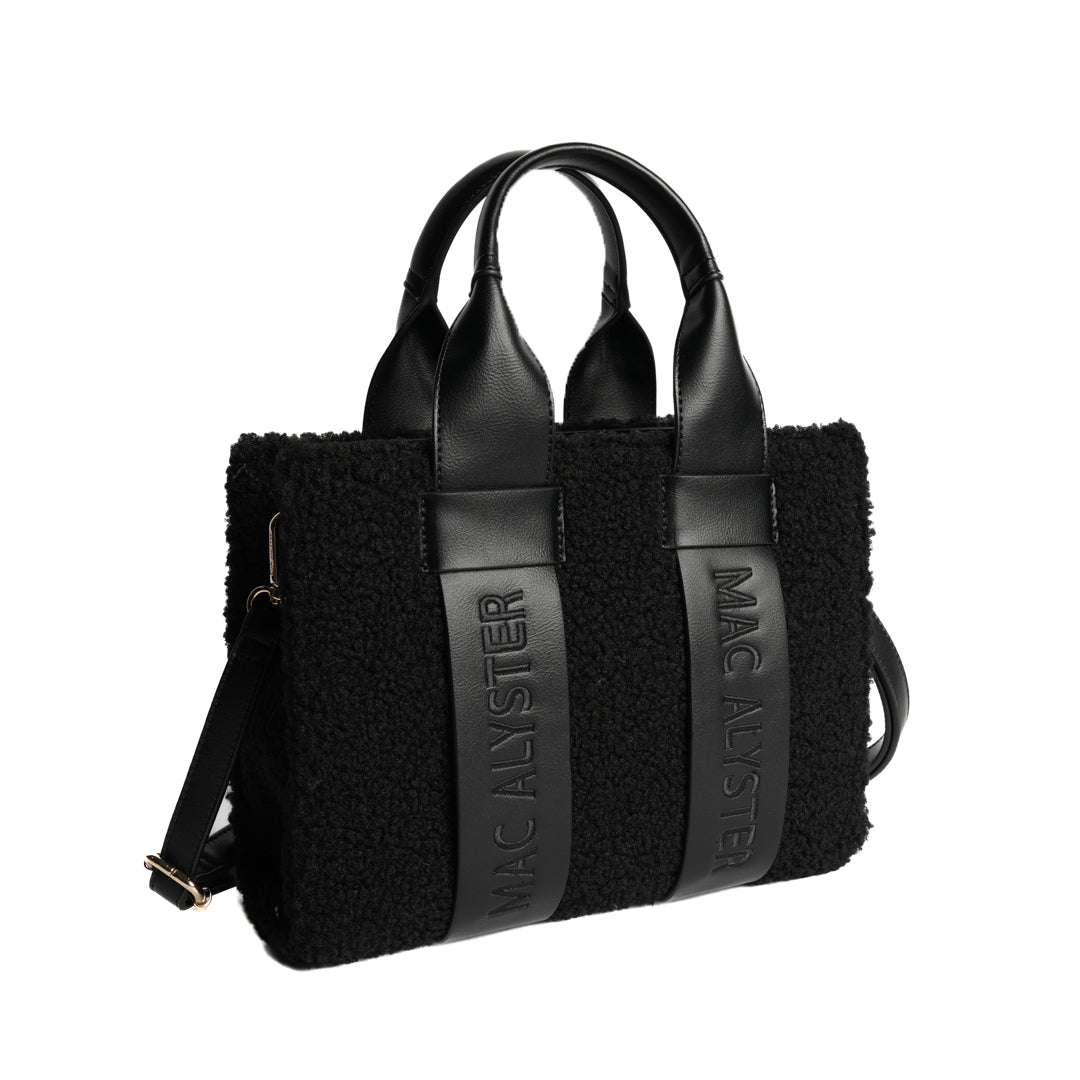 Petit sac cabas CAPSULE CLOVER en matière synthétique NOIR de trois-quarts