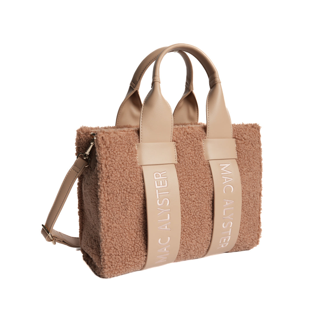 Petit sac cabas CAPSULE CLOVER en matière synthétique NOUGAT de trois-quarts