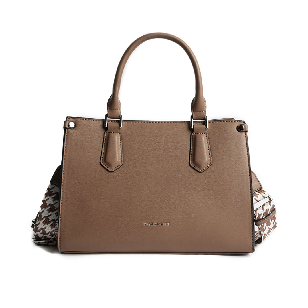 Sac de ville MILAN en cuir synthétique TAUPE de face