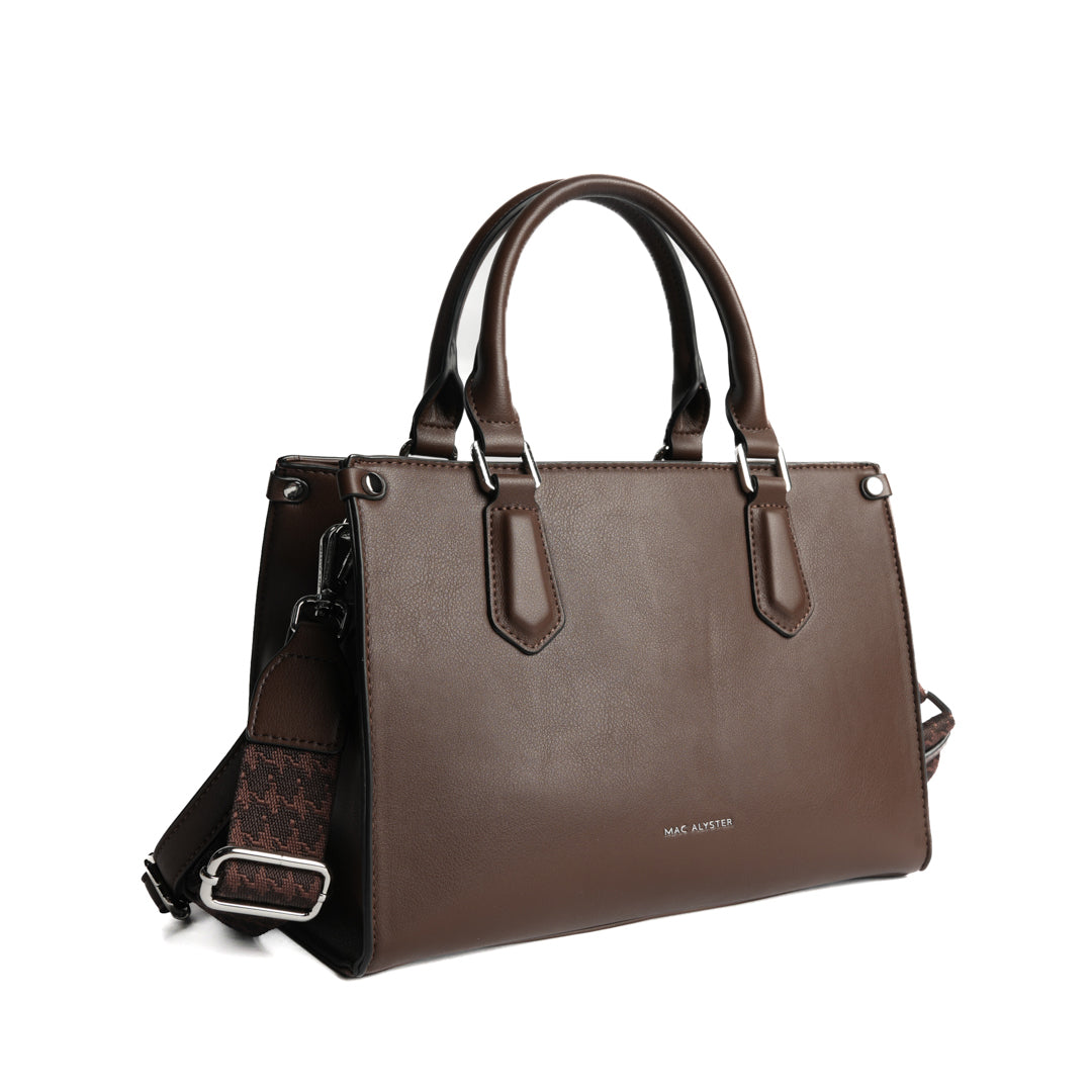 Sac de ville MILAN en cuir synthétique CHOCOLAT de trois-quarts