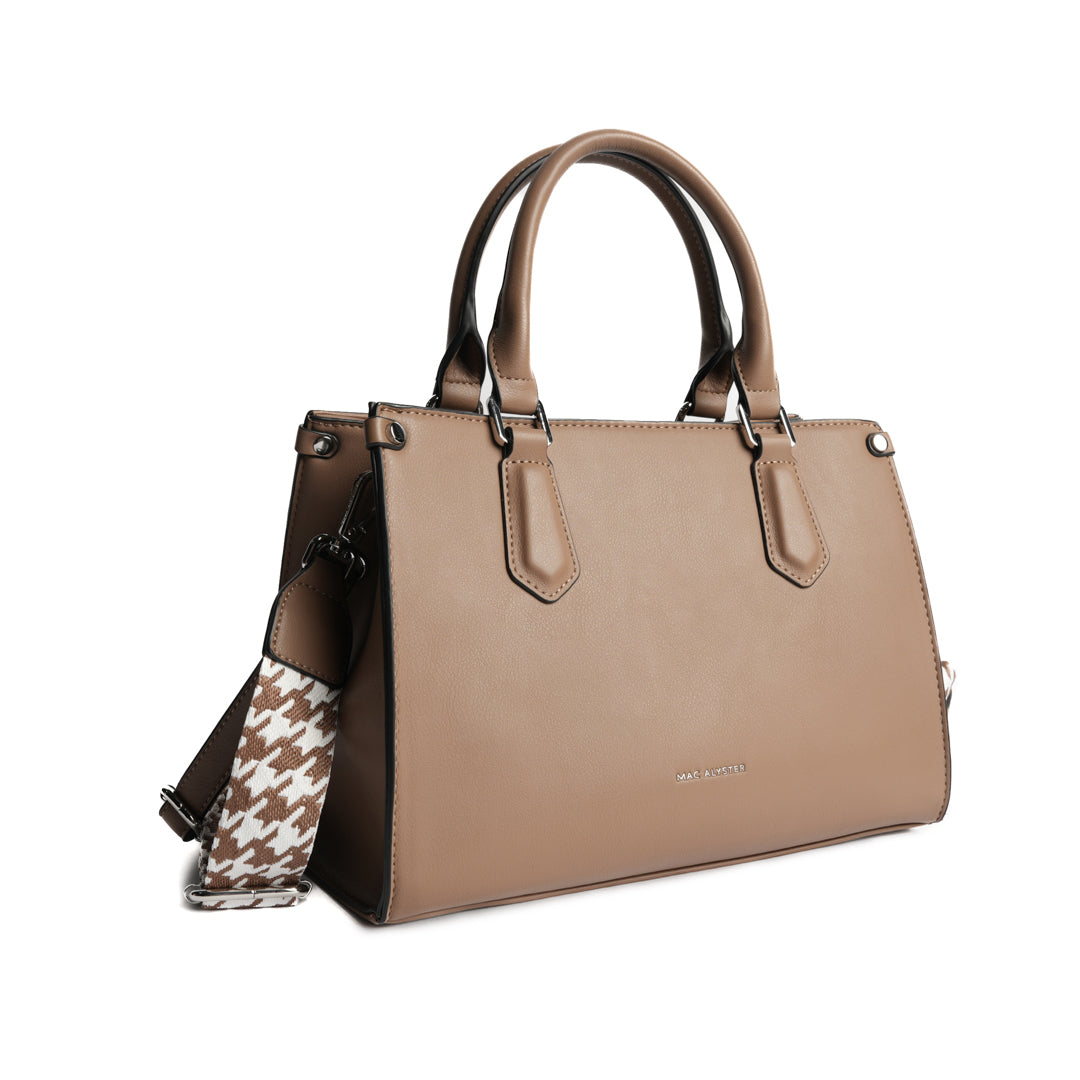 Sac de ville MILAN en cuir synthétique TAUPE de trois-quarts