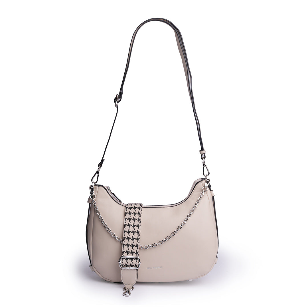 sac demi-lune MILAN en cuir synthétique BEIGE de face