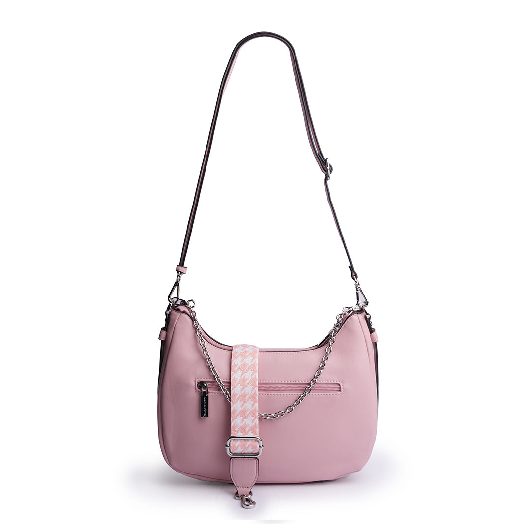 sac demi-lune MILAN en cuir synthétique ROSE de dos