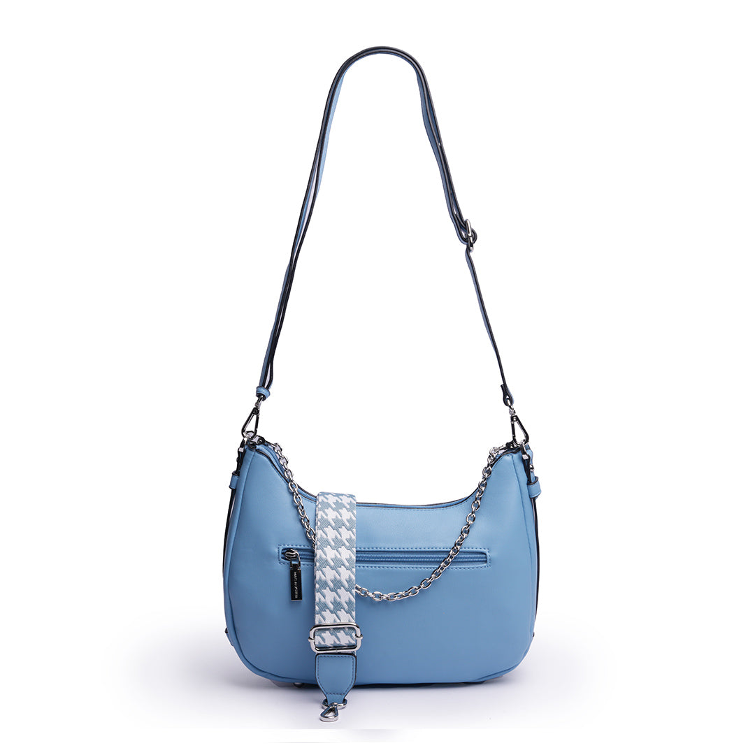 sac demi-lune MILAN en cuir synthétique BLEU de dos