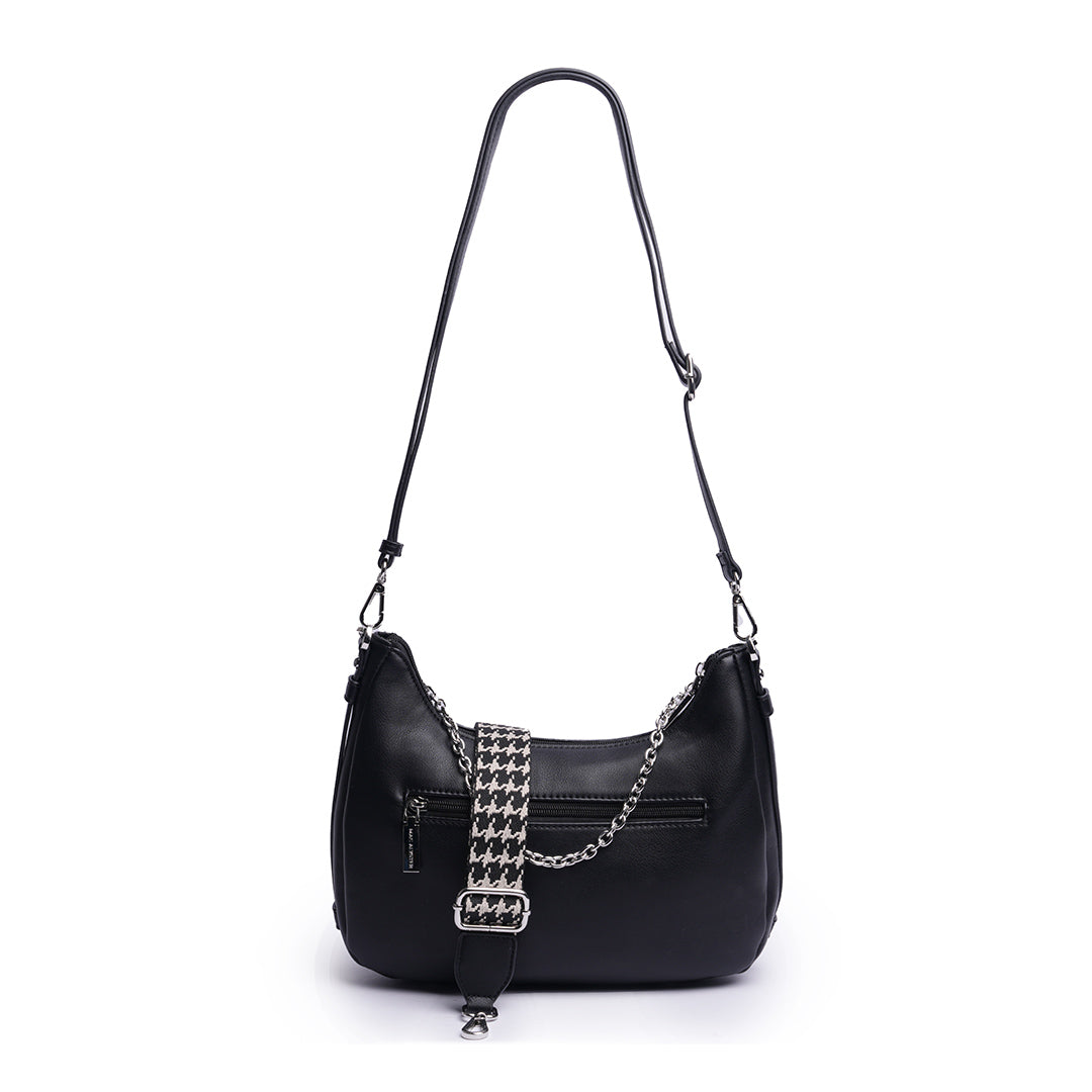 sac demi-lune MILAN en cuir synthétique NOIR de dos