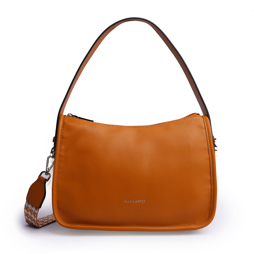 Sac bandoulière MILAN ÉTÉ pour femme en cuir synthétique CAMEL de face