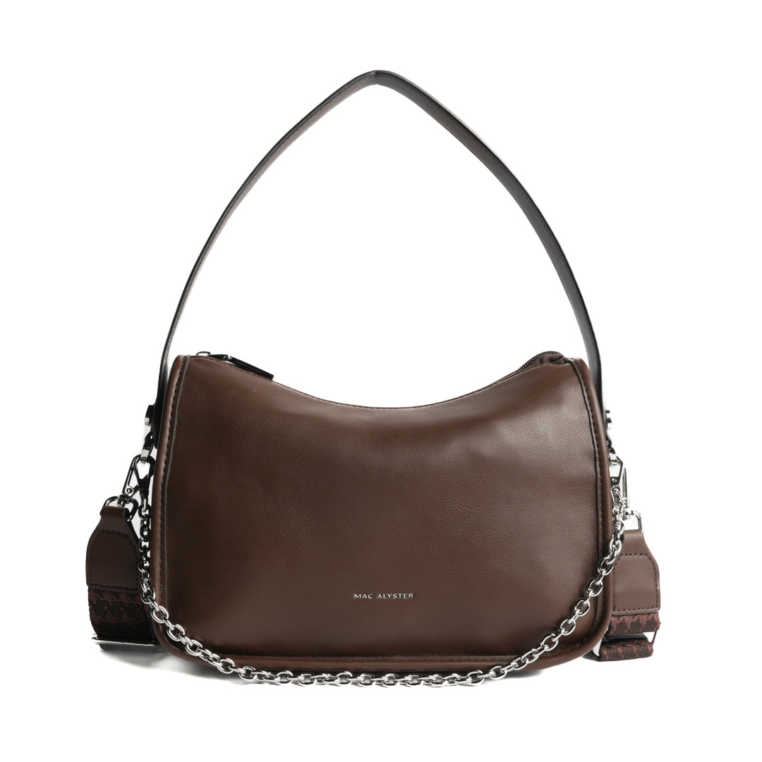 Sac bandoulière MILAN pour femme en cuir synthétique CHOCOLAT de face