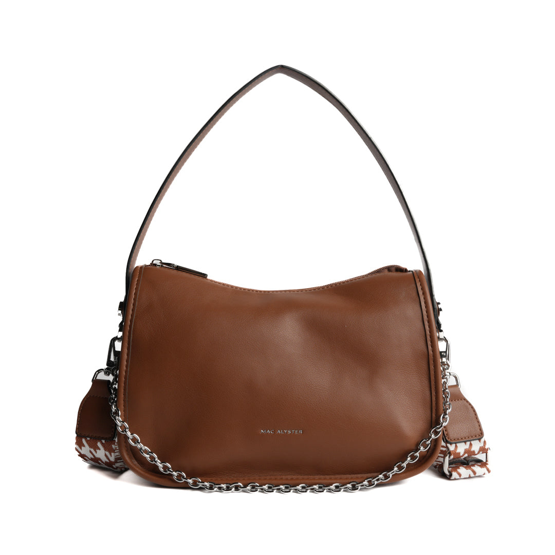 Sac bandoulière MILAN pour femme en cuir synthétique COGNAC de face