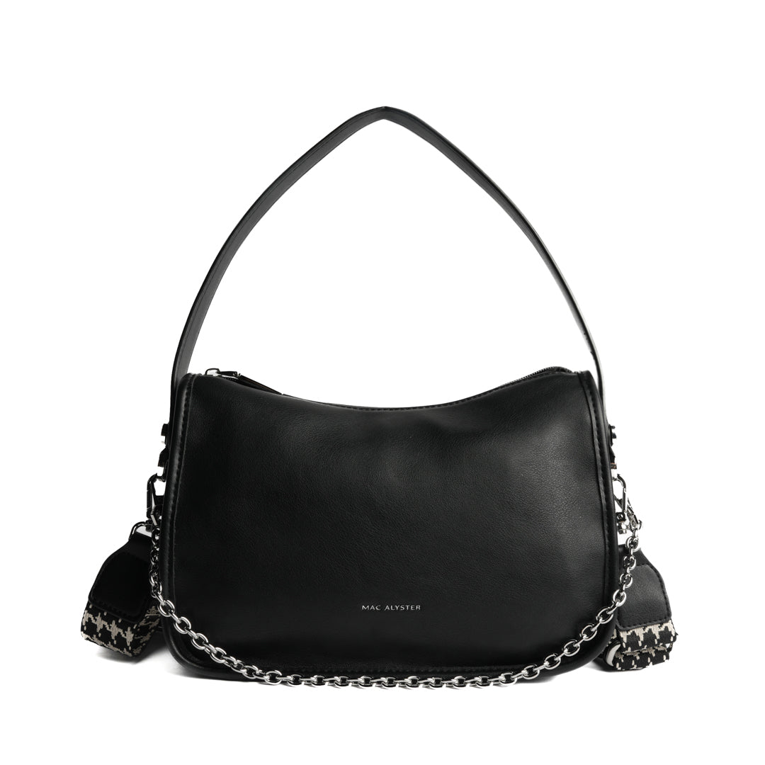 Sac bandoulière MILAN pour femme en cuir synthétique NOIR de face