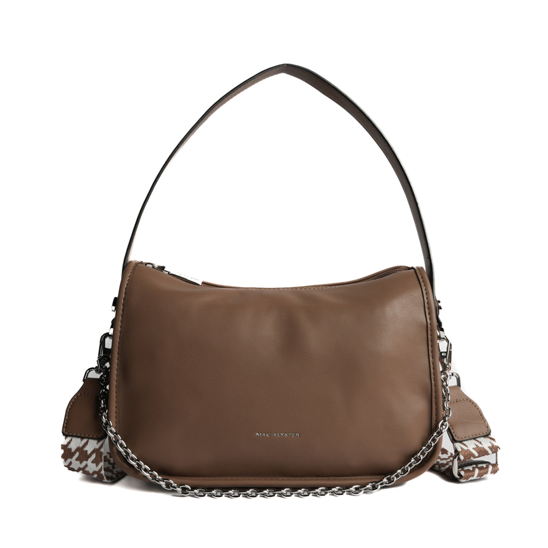 Sac bandoulière MILAN pour femme en cuir synthétique TAUPE de face