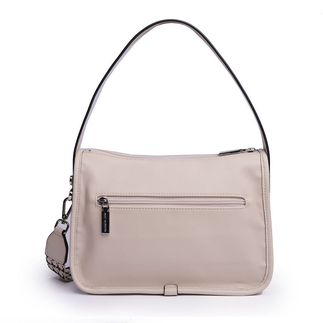 Sac bandoulière MILAN ÉTÉ pour femme en cuir synthétique BEIGE de dos