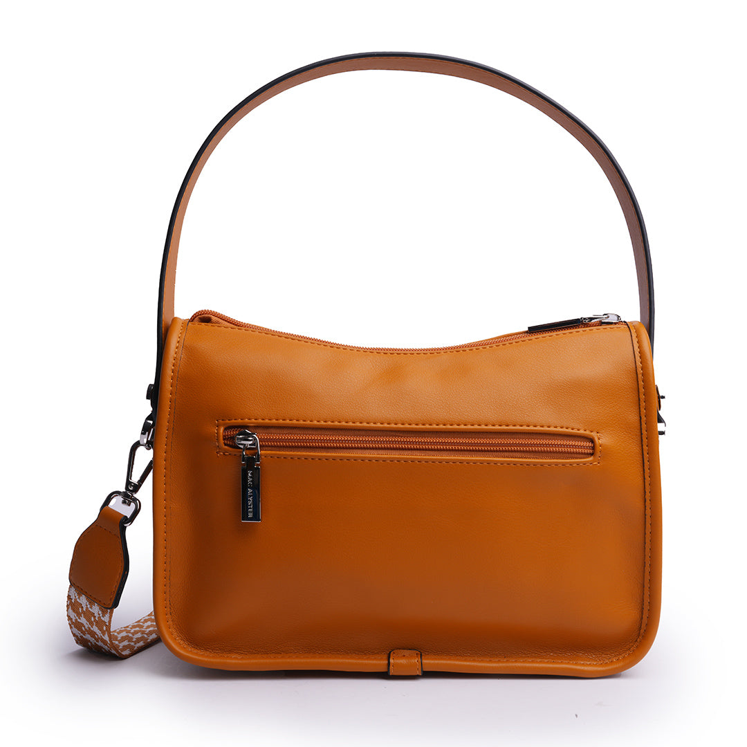 Sac bandoulière MILAN ÉTÉ pour femme en cuir synthétique CAMEL de dos