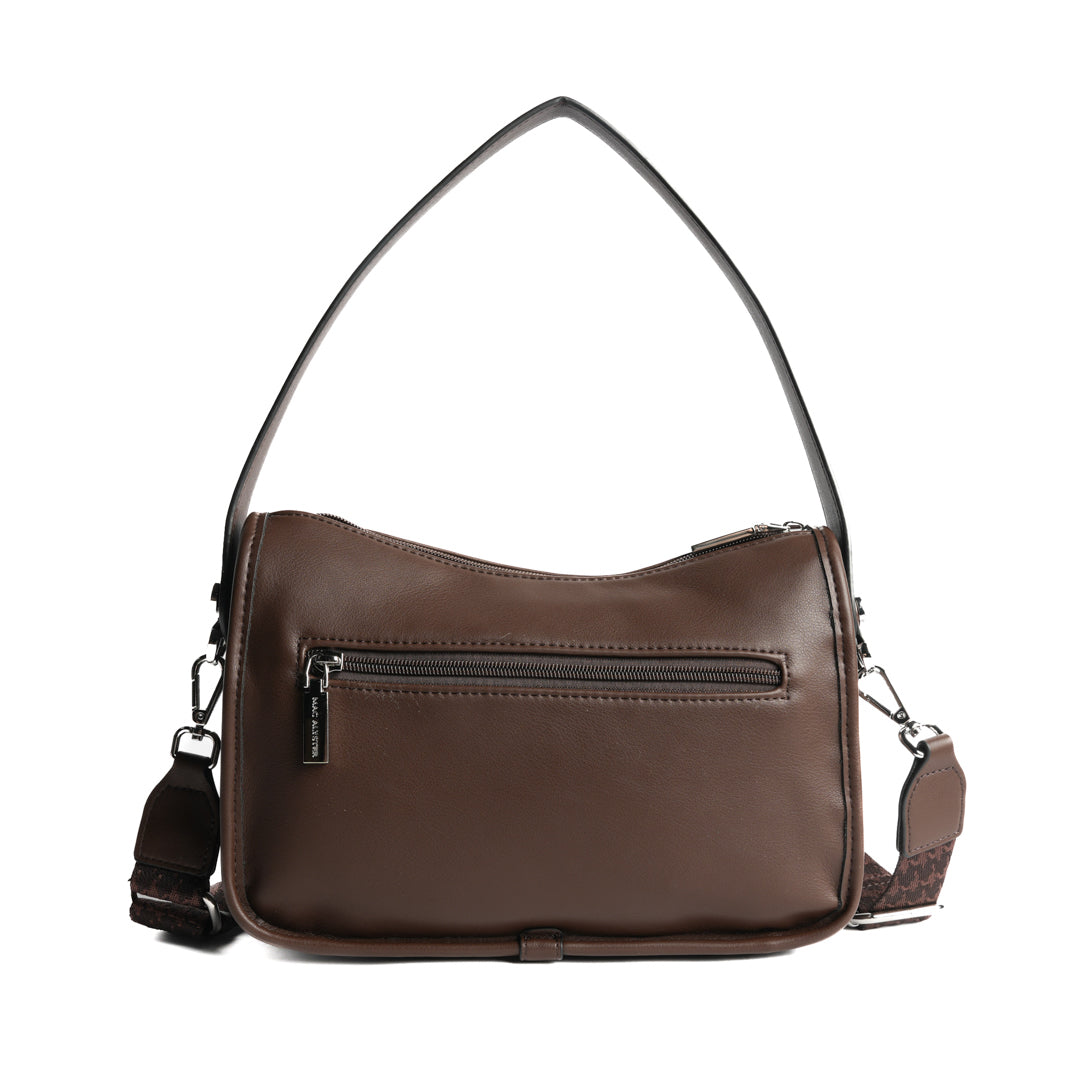 Sac bandoulière MILAN pour femme en cuir synthétique CHOCOLAT de dos