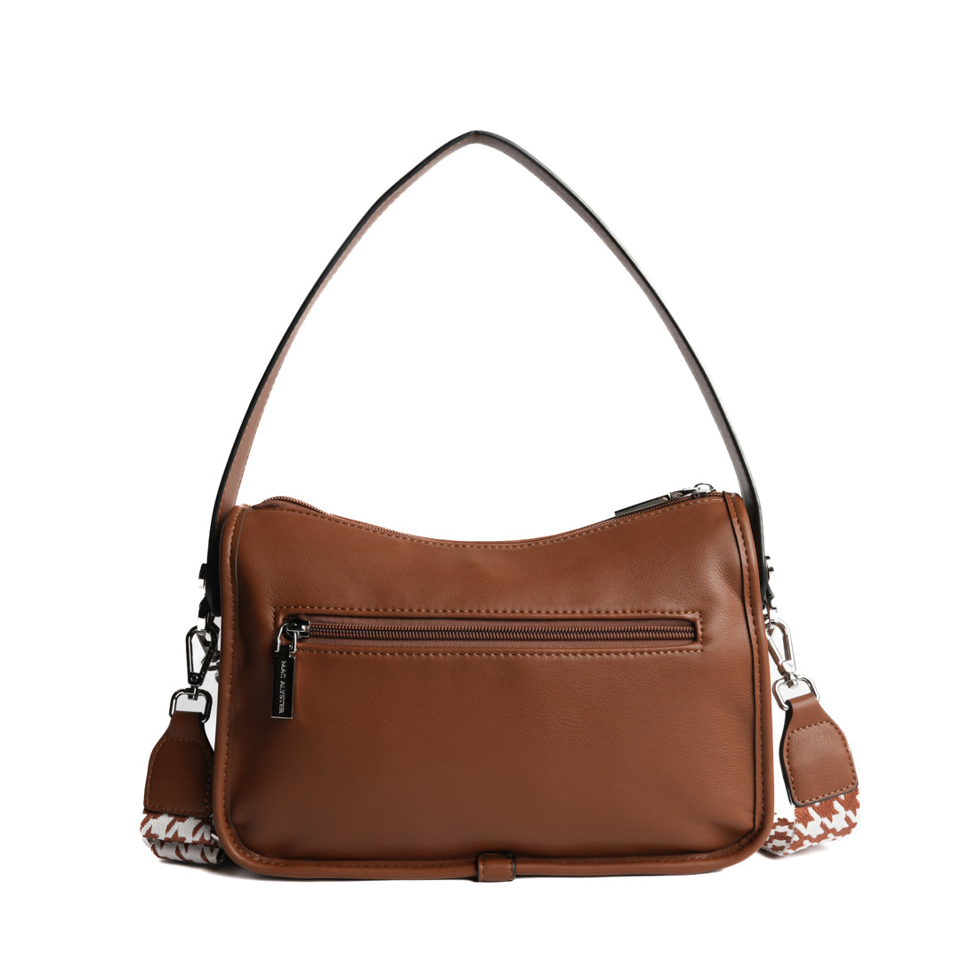 Sac bandoulière MILAN pour femme en cuir synthétique COGNAC de dos