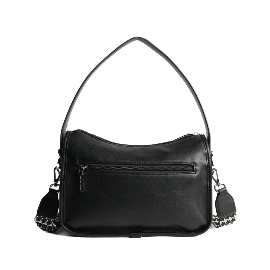 Sac bandoulière MILAN pour femme en cuir synthétique NOIR de dos