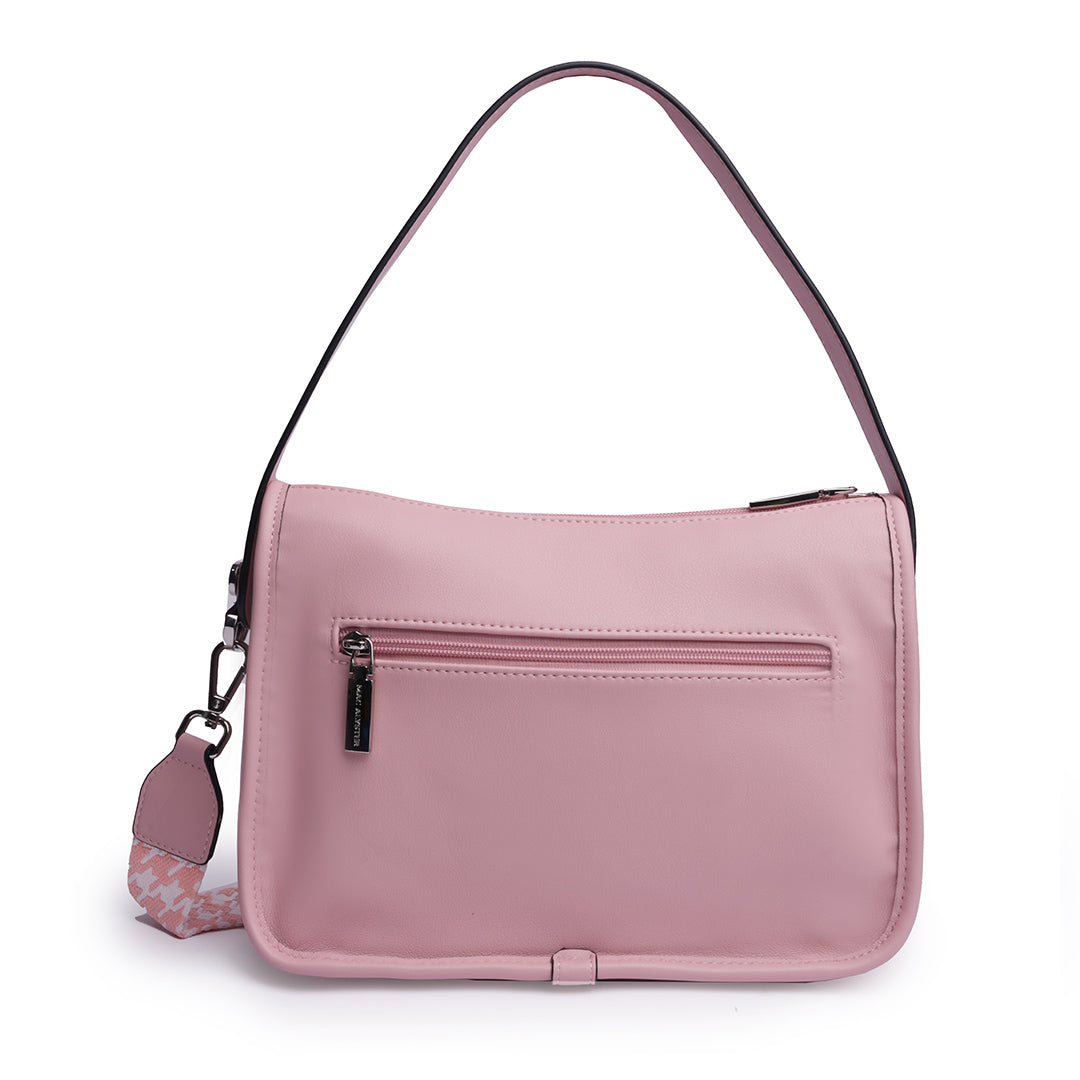 Sac bandoulière MILAN ÉTÉ pour femme en cuir synthétique ROSE de dos