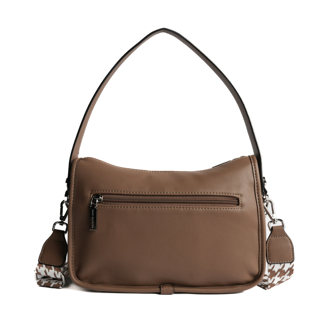 Sac bandoulière MILAN pour femme en cuir synthétique TAUPE de dos