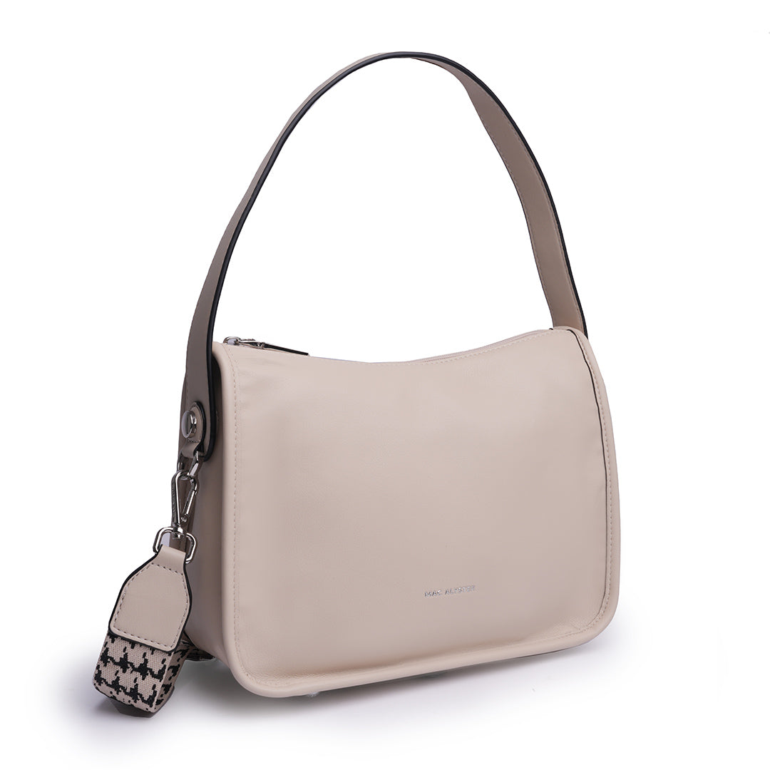 Sac bandoulière MILAN ÉTÉ pour femme en cuir synthétique BEIGE de trois-quarts