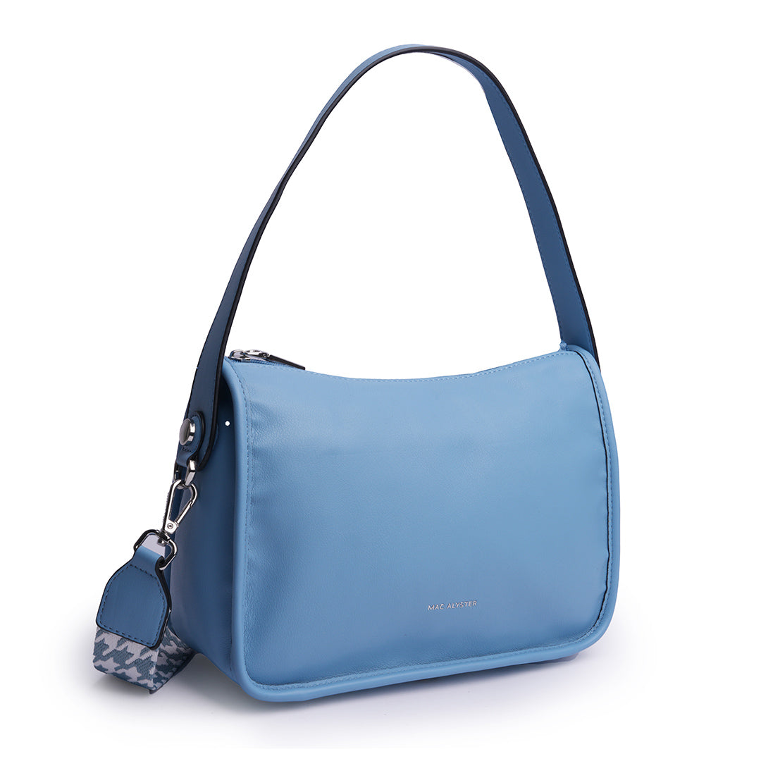 Sac bandoulière MILAN ÉTÉ pour femme en cuir synthétique BLEU de trois-quarts