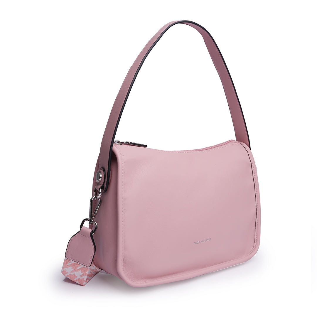 Sac bandoulière MILAN ÉTÉ pour femme en cuir synthétique ROSE de trois-quarts