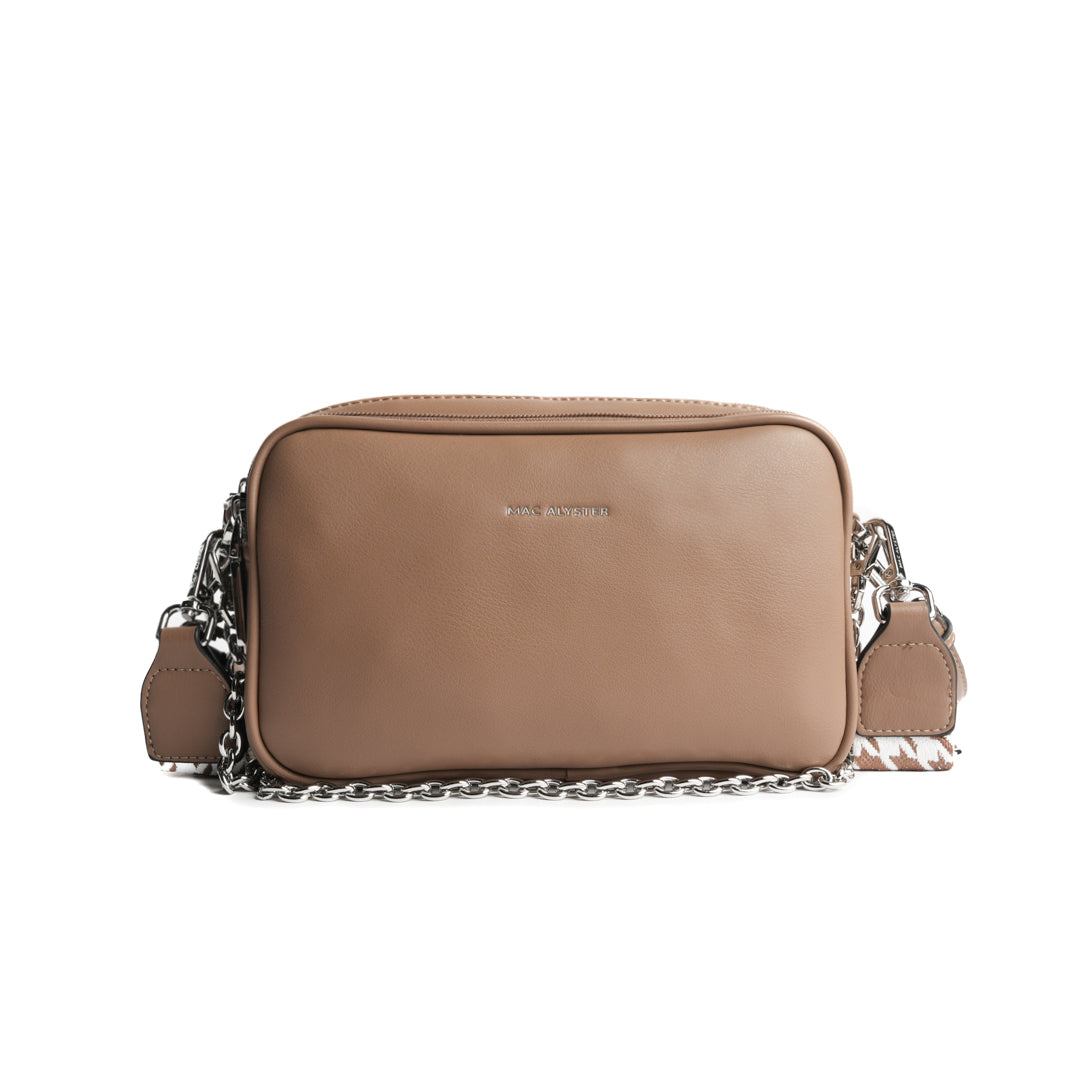 Sac en travers MILAN en cuir synthétique TAUPE de face