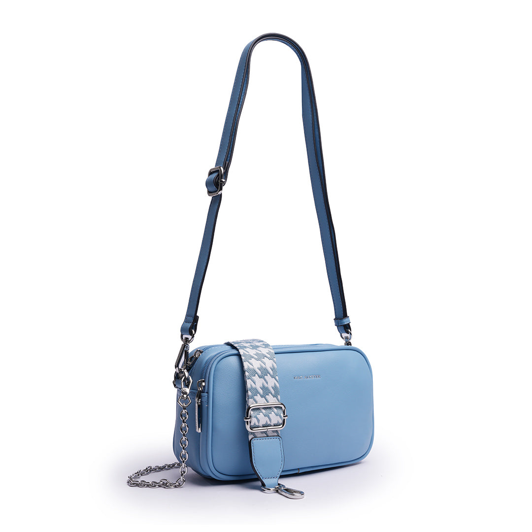 Sac trotteur MILAN en cuir synthétique BLEU de trois-quarts