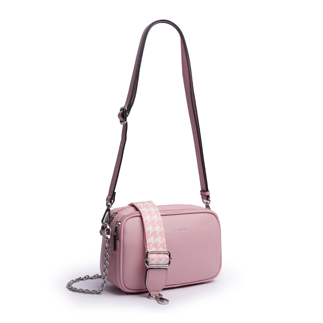 Sac trotteur MILAN en cuir synthétique ROSE de trois-quarts