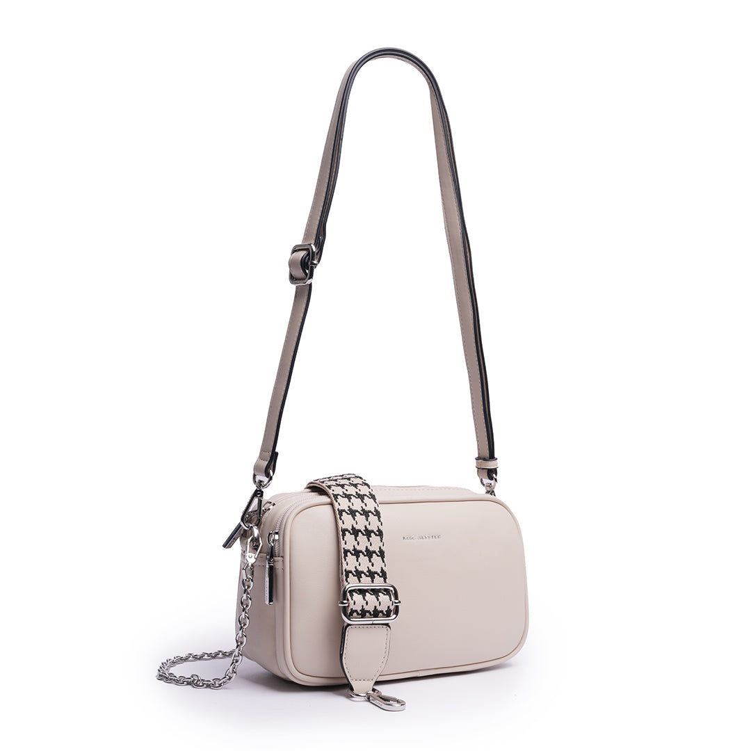 Sac trotteur MILAN en cuir synthétique BEIGE de trois-quarts