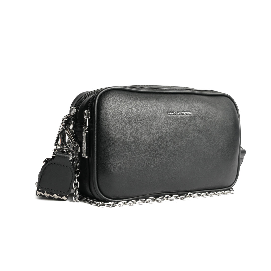 Camera bag MILAN en matière synthétique NOIR de trois-quarts