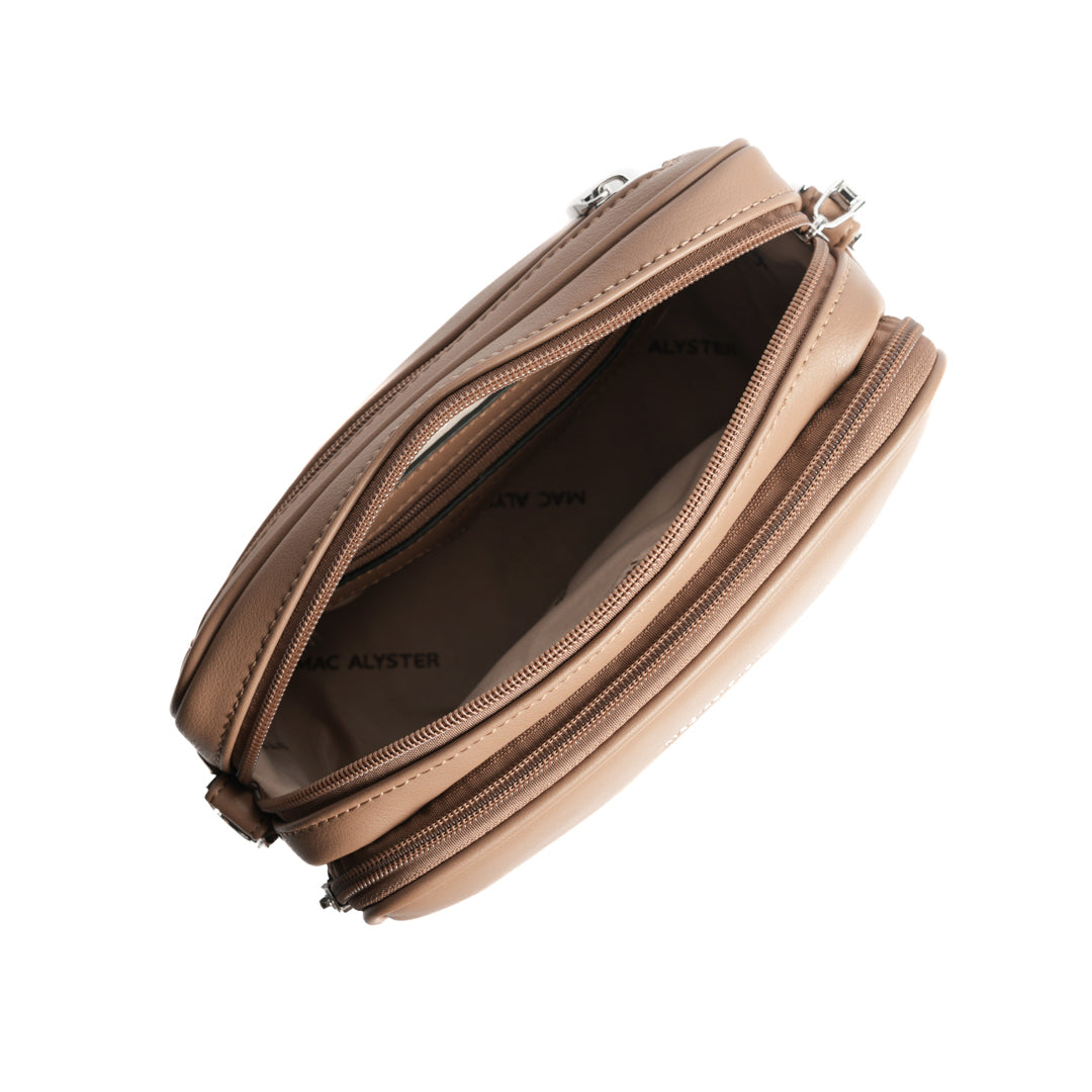 Sac en travers MILAN en cuir synthétique TAUPE de haut