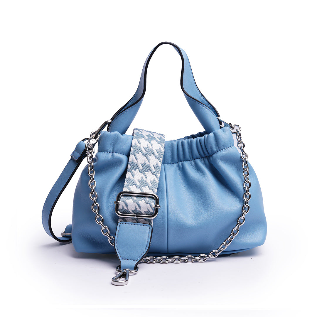 Petit sac à main MILAN en cuir synthétique BLEU de face