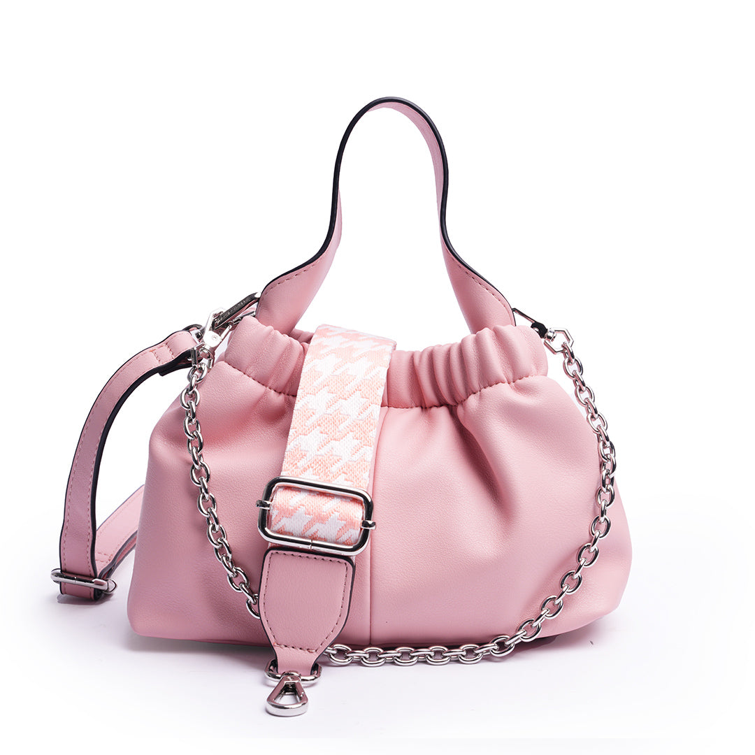 Petit sac à main MILAN en cuir synthétique ROSE de face