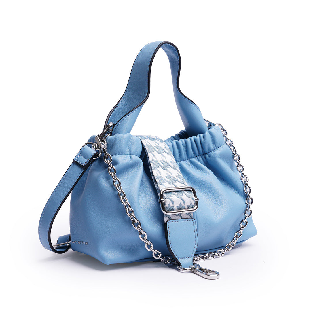 Petit sac à main MILAN en cuir synthétique BLEU de trois-quarts