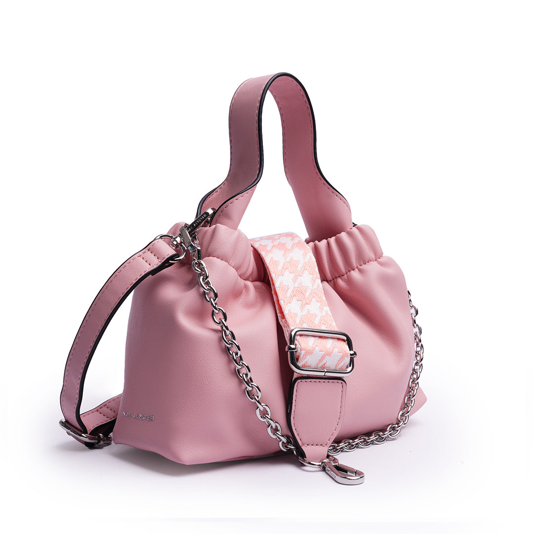 Petit sac à main MILAN en cuir synthétique ROSE de trois-quarts