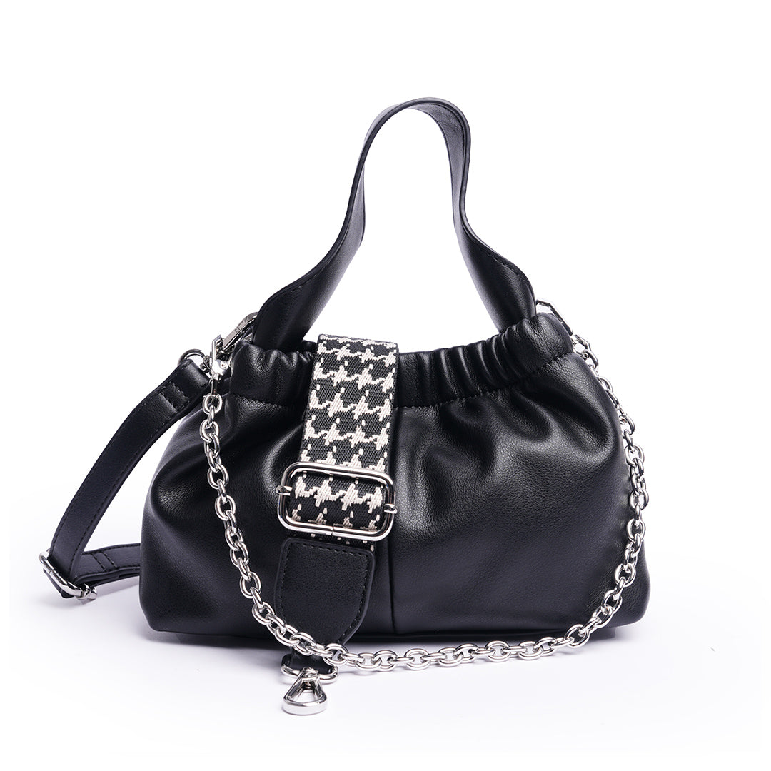 Petit sac à main MILAN en cuir synthétique NOIR de face