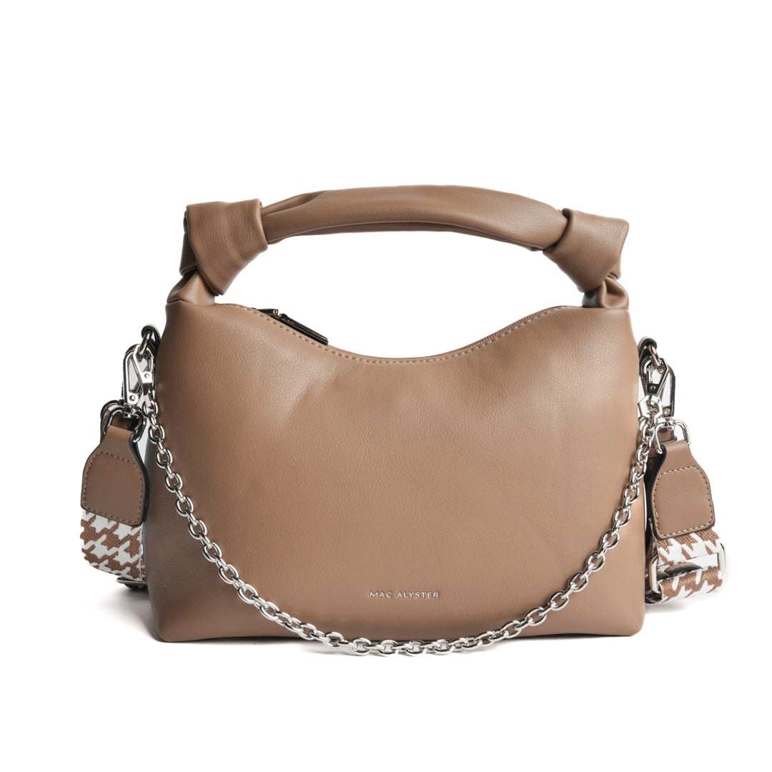 Sac porté main MILAN en cuir synthétique TAUPE de face