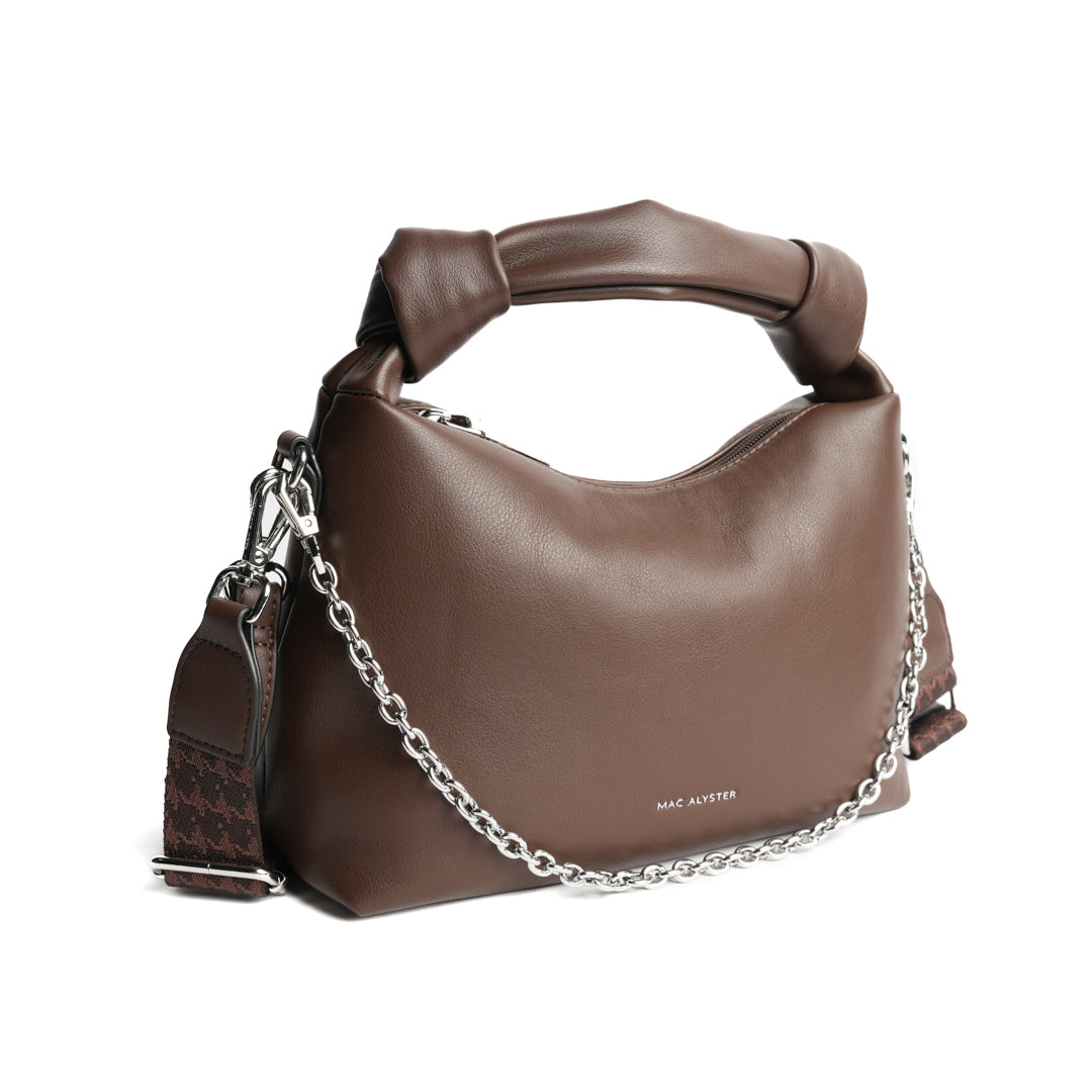 Sac porté main MILAN en cuir synthétique CHOCOLAT de trois-quarts