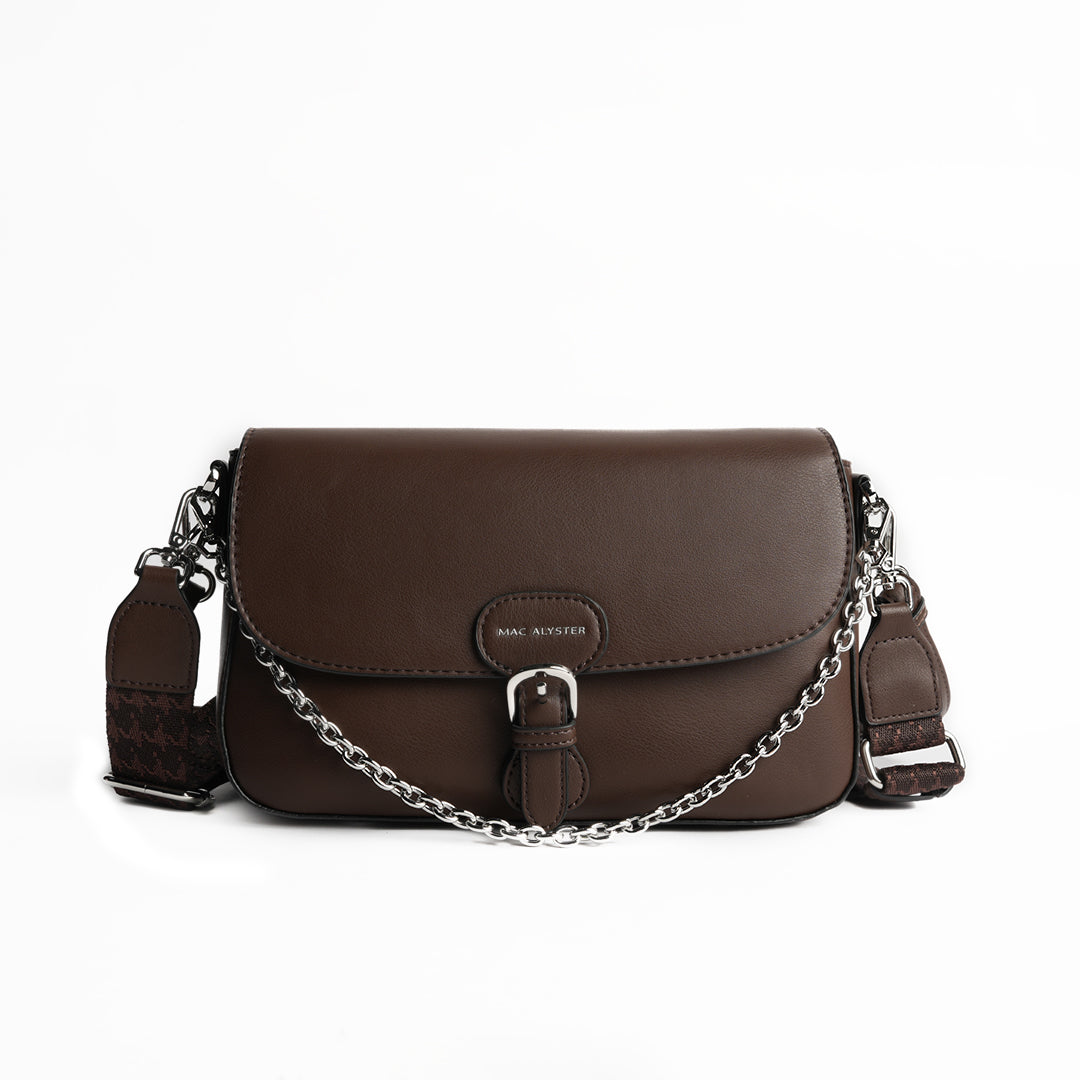 Sac porté épaule MILAN en cuir synthétique CHOCOLAT de face