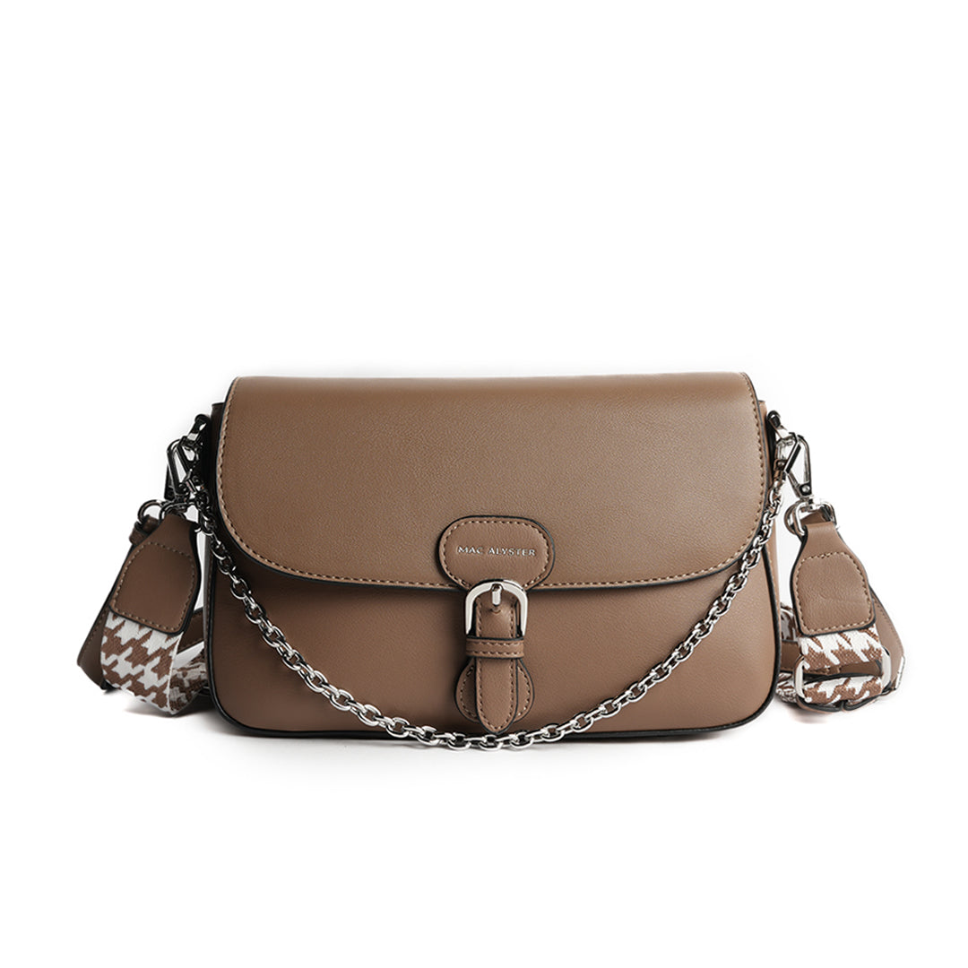 Sac porté épaule MILAN en cuir synthétique TAUPE de face