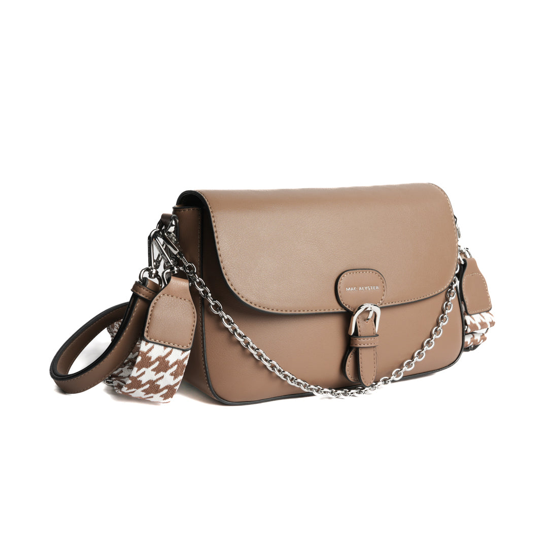 Sac porté épaule MILAN en cuir synthétique TAUPE de trois-quarts