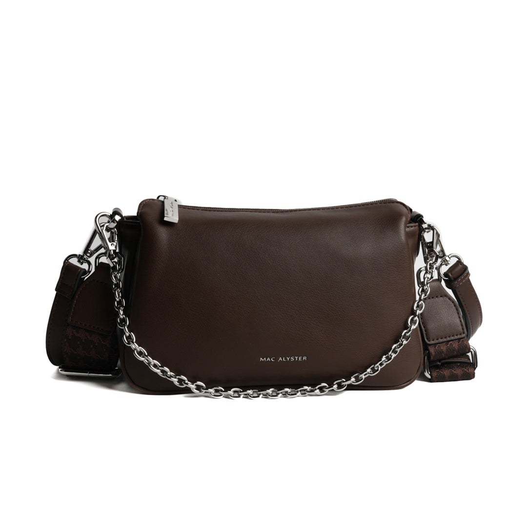 Sac sling MILAN en cuir synthétique CHOCOLAT de face